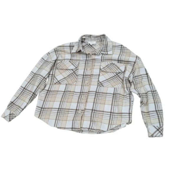 Bohme flannel Shacket Brown and Cream size Small - Picture 1 of 9